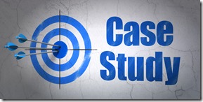Education concept: target and Case Study on wall background