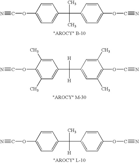 Various types of cyanate ester monomers